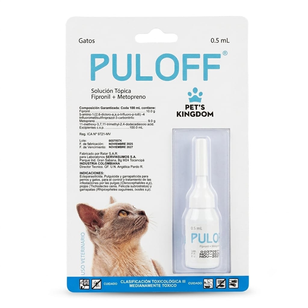 Puloff Solución Tópica Ectoparasiticida para Gatos Pet’s Kingdom – 0.5 mL